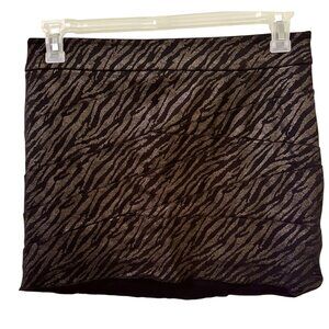 Express Zebra Black/Gold Metallic Mini Skirt Sz 8